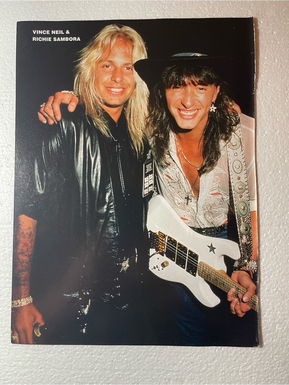 Vince Neil & Richie Sambora Pinup - White Guitar Rock Photo
